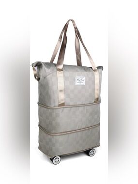 KingRoad Two-Tone Gray Travel Tote with Gold Accents
